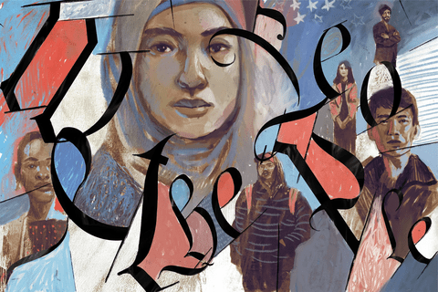 A painting of various people in shades of brown