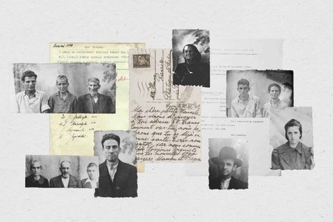 A collage of postcards and letters.