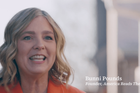 America Reads the Bible Founder, Bunni Pounds, promotes the event in video still