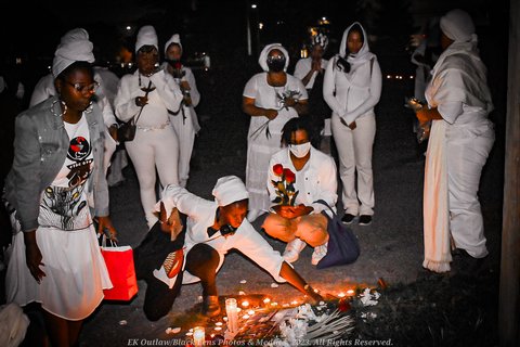 hoodoo ceremony Black people in white clothes