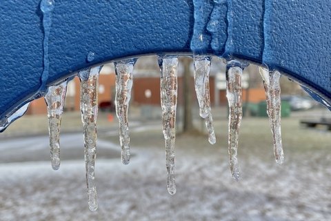 Melted snow turns into Ice column.