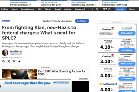 screenshot of USA Today