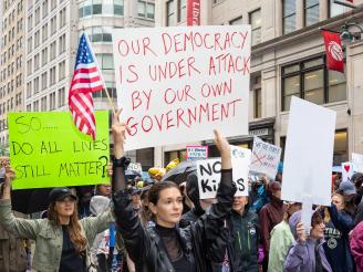 Sign at a No Kings protest in NYC in 14, June 2025.