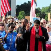 A group of protesters led by Dr. Rev. William Barber II
