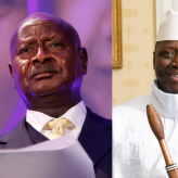 A collage of President Yoweri Museveni and President Yahya Jammeh
