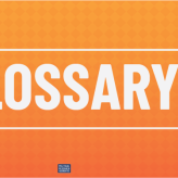 a patterned orange gradient image that says Glossary
