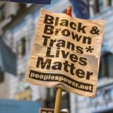A sign that says "Black & Brown Trans Lives Matter."