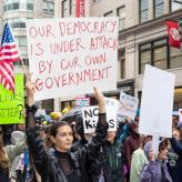 Sign at a No Kings protest in NYC in 14, June 2025.