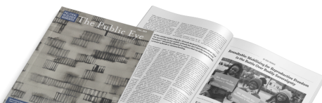A closed image and open magazine of the fall 2021 of The Public Eye