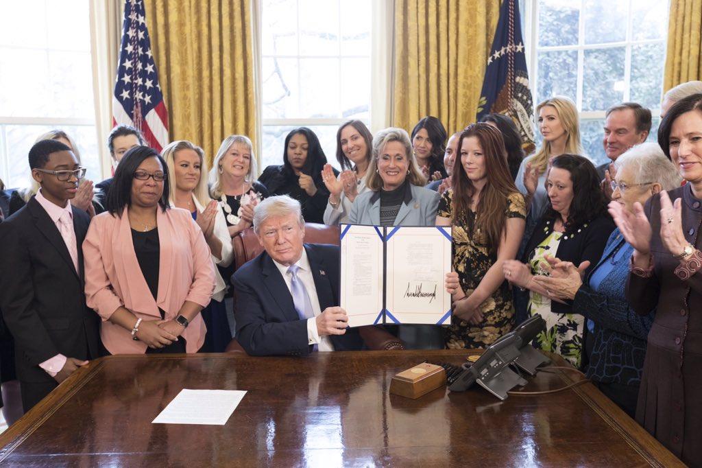 President Donald Trump signs H.R. 1865 (FOSTA) into law, 2018.