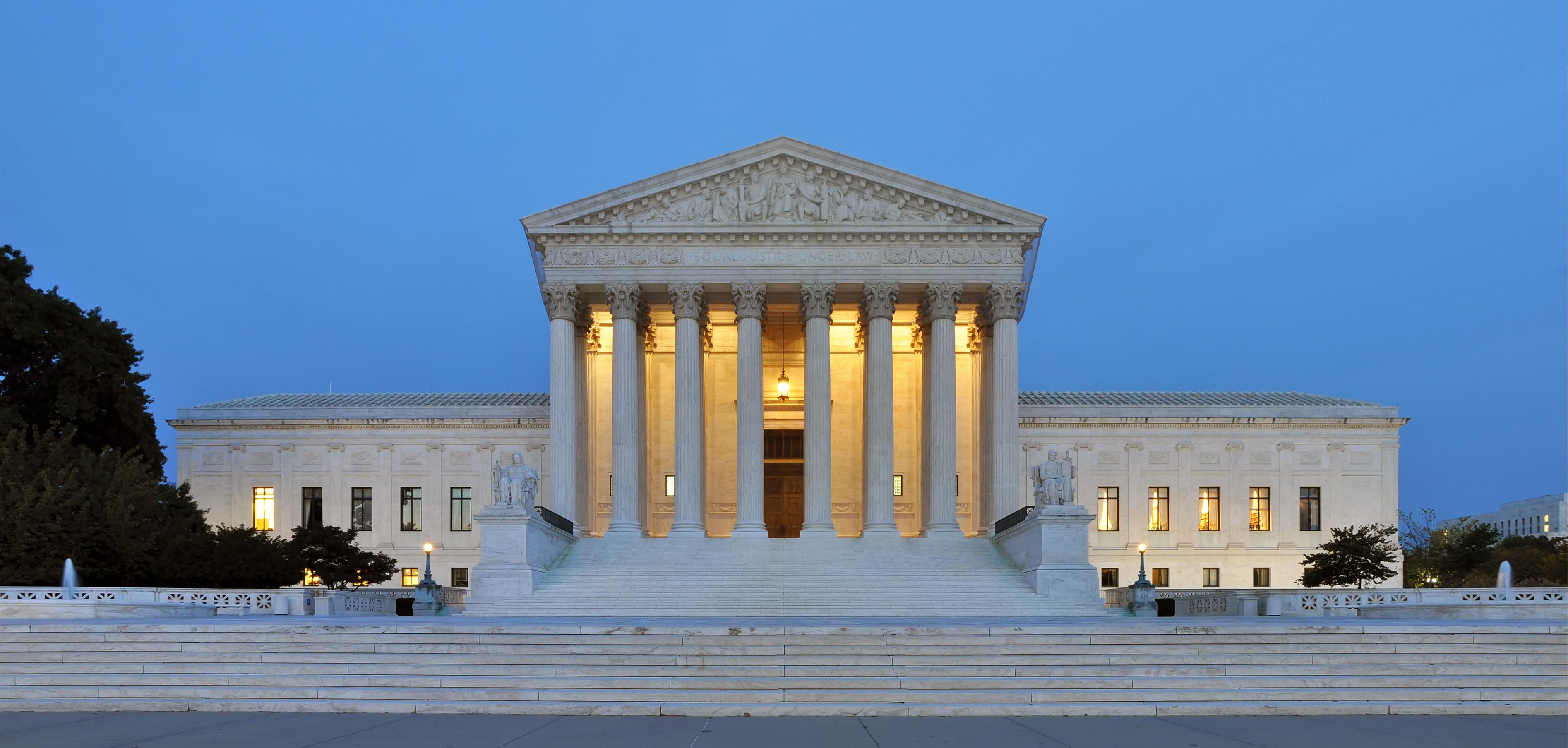 Panorama of US Supreme Court Building at Dusk