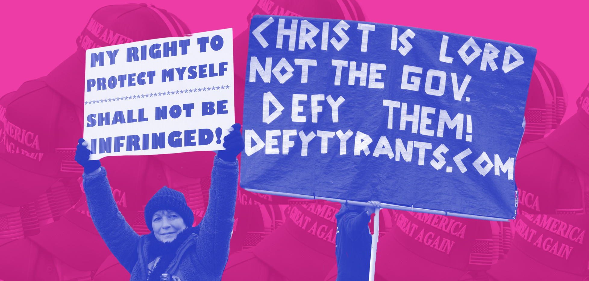 Two protestors with signs