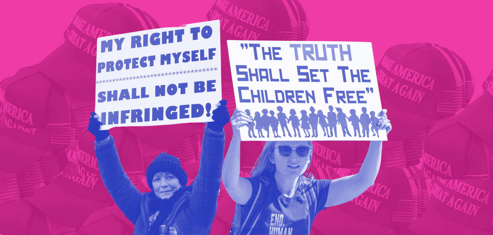 Two protestors with signs
