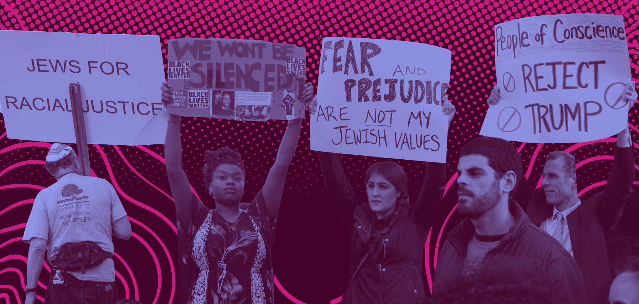 Collage of protestors against racism
