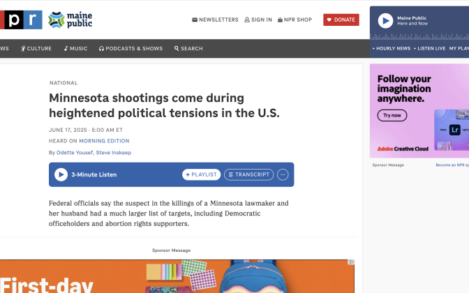 screenshot of NPR